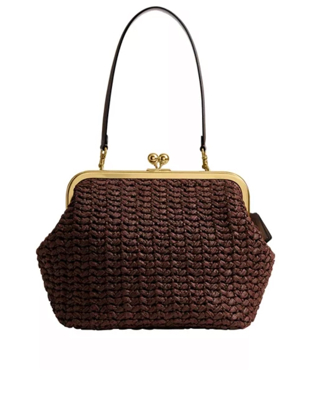 Coach Kisslock Raffia Bag Maple Brown. NWT.